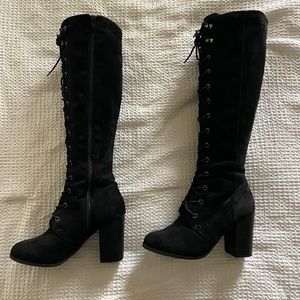 Target Tall knee high lace up black boots. Size 7